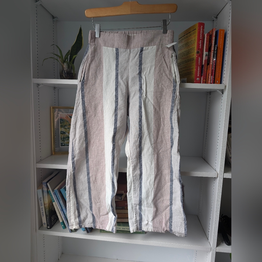 Smash + Tess Sophie Pant Cotton Linen Pastel Striped Wide-leg Cropped Size XS - Picture 7 of 12